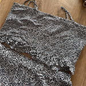 American Eagle Leopard Print Crop Top and Skirt Set